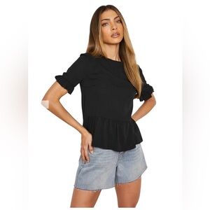 Boohoo ruffled peplum top